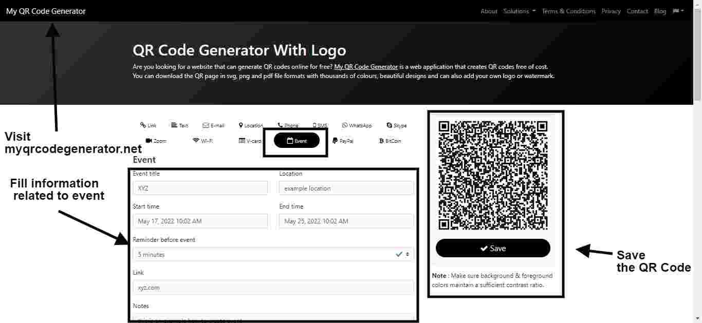 Create QR Code For Event