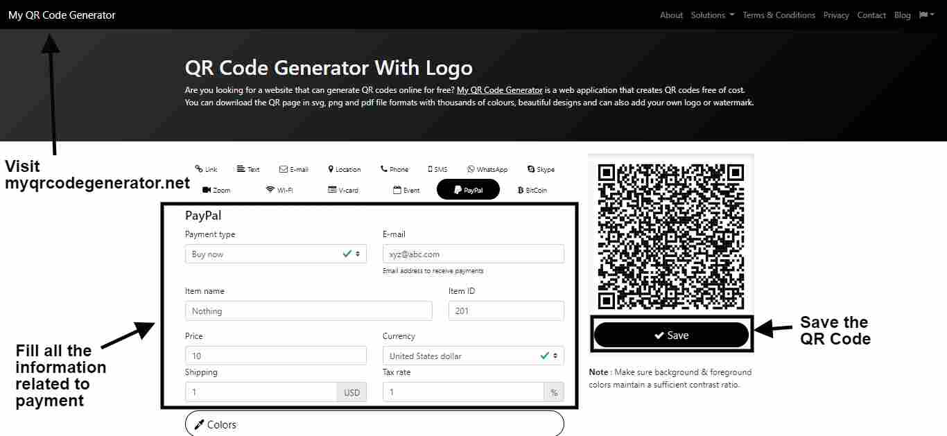 Generate QR Code For Paypal Payment
